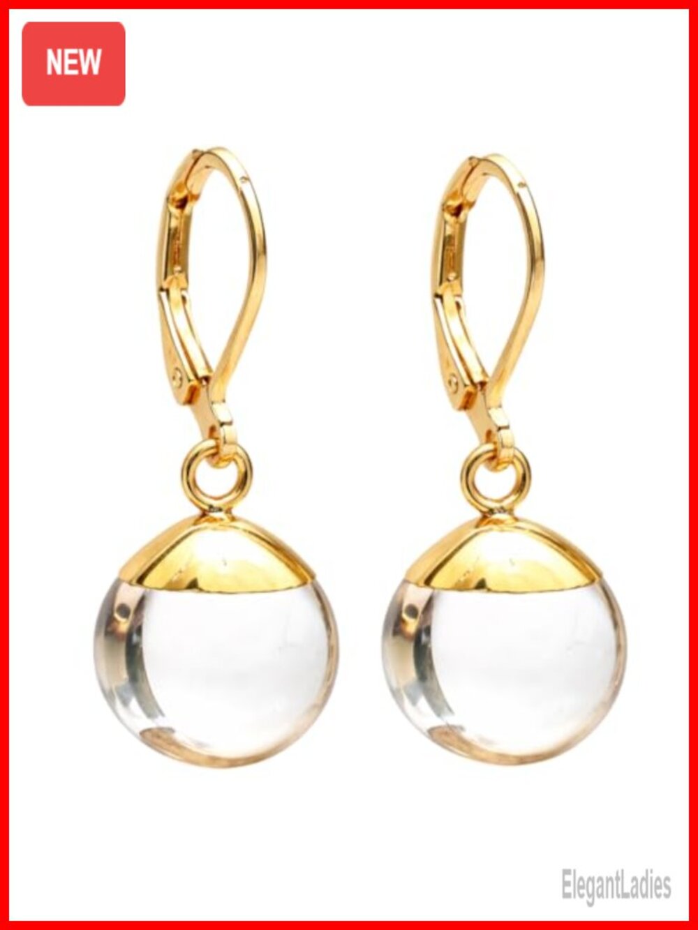Clear Quartz Gemstone Drop Dangle Earrings Gold Leverback Women